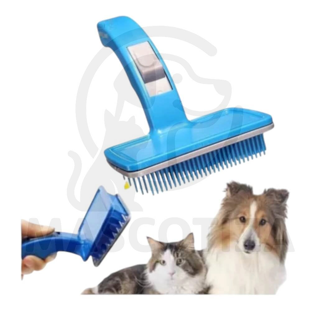 Peine Azul con Botón Retractable