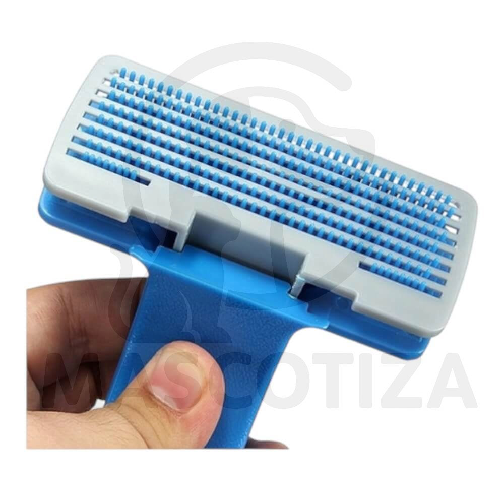 Peine Azul con Botón Retractable