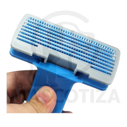 Peine Azul con Botón Retractable